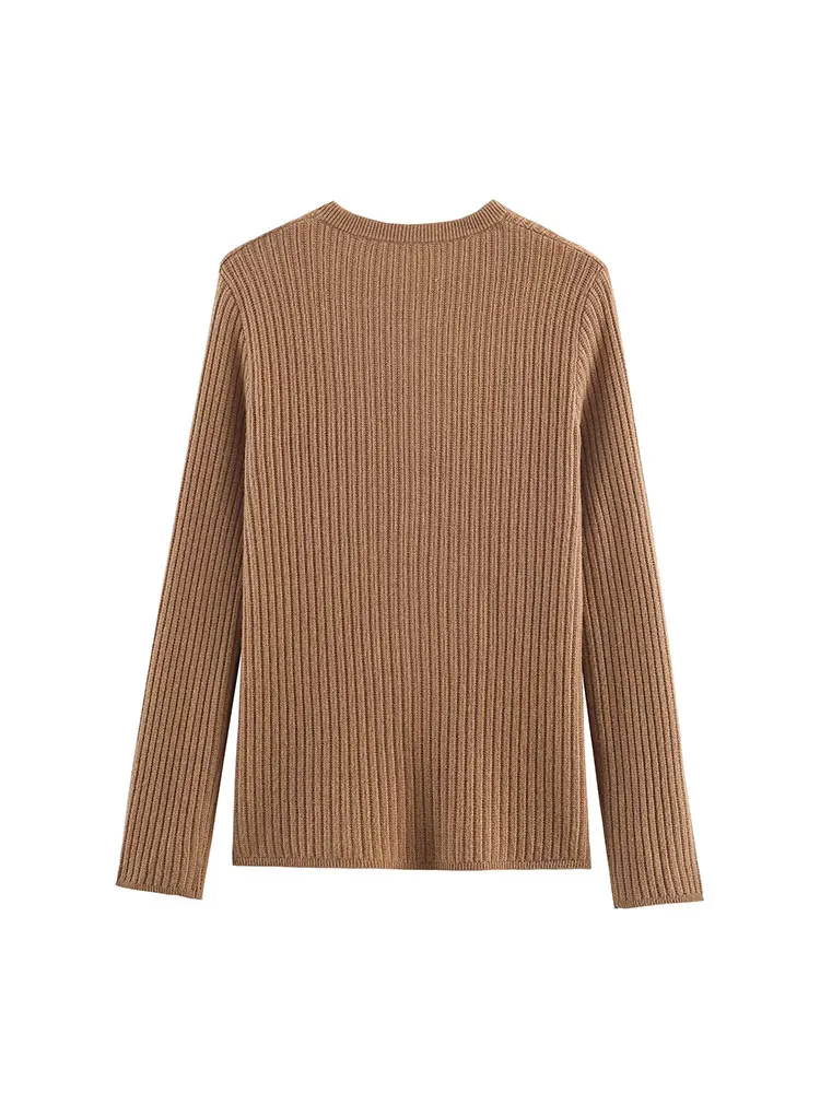 NLZGMSJ سترة نسائية كلاسيكية أنيقة غير رسمية برقبة دائرية واحدة الصدر وأكمام طويلة سترات محبوكة موضة خريف 2025