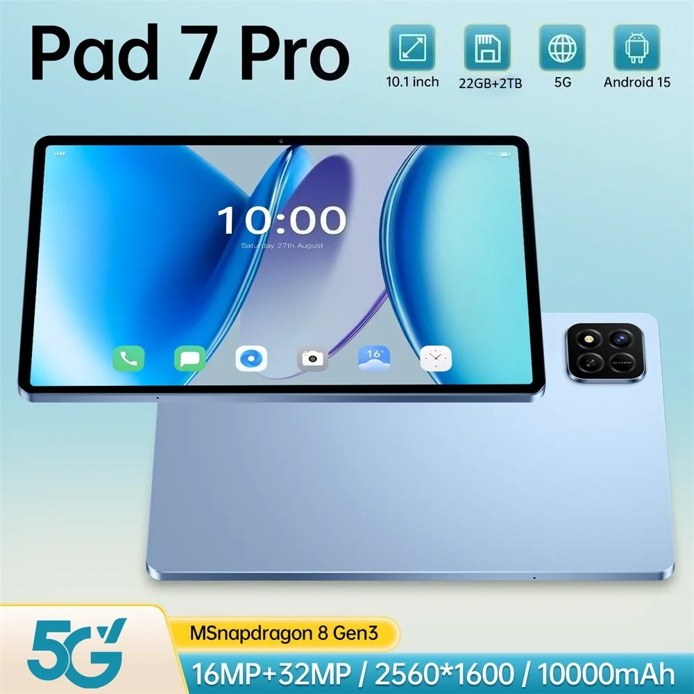 

2025 New Pad 7 Pro Original Tablets 10.1'' Android 15 Cheap Tab 4G 5G Dual Sim 10000mAh WIFI Tablet PC For Children's Kids Gifts