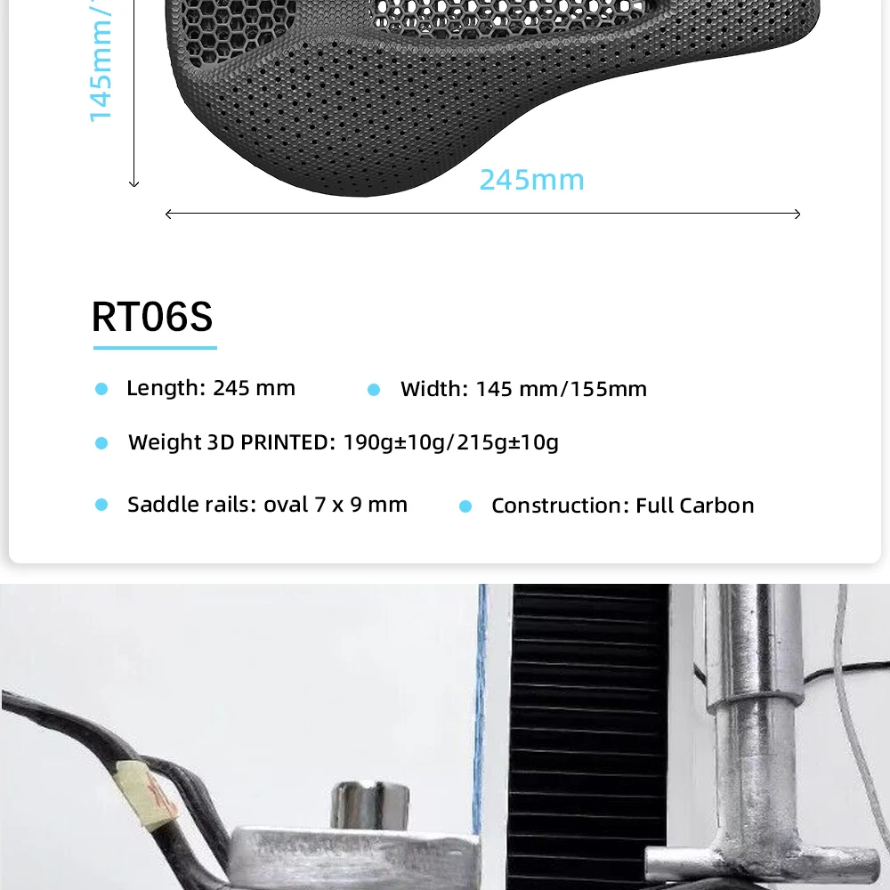2026RYET Ultra Vollcarbon 3D-Gedruckter Fahrradsattel 145mm 205g 7*9 Hochmodul-Carbonfaser-Basis MTB Mountainbike-Sitz Teile – Detail 7