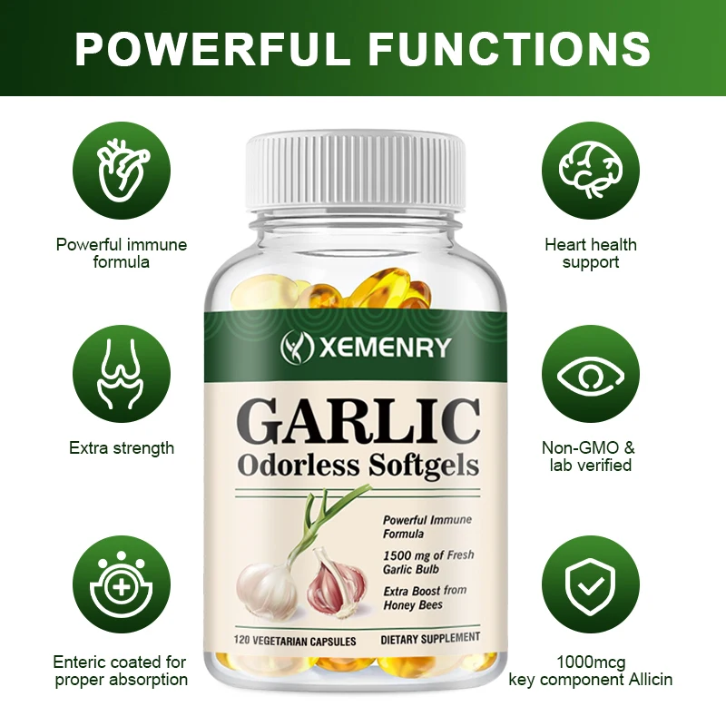 Odorless Garlic Capsules - Balance Cholesterol Levels, Support Heart and Cardiovascular Health