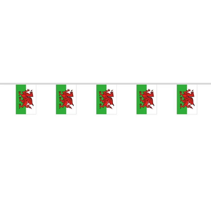 20Pcs Flags One String Hang On One Rope Wales Buntings 14*21cm Stream BannerString Cymru Banner Flags Wholesale