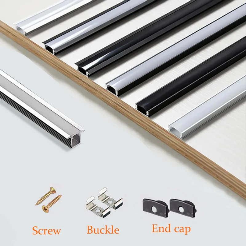 

50Cm Led Aluminum Profile Channel Diffuser Black/white Cover U/v/w Type Led Bar Strip Light Holder for Kitchen Cabinet Lighting