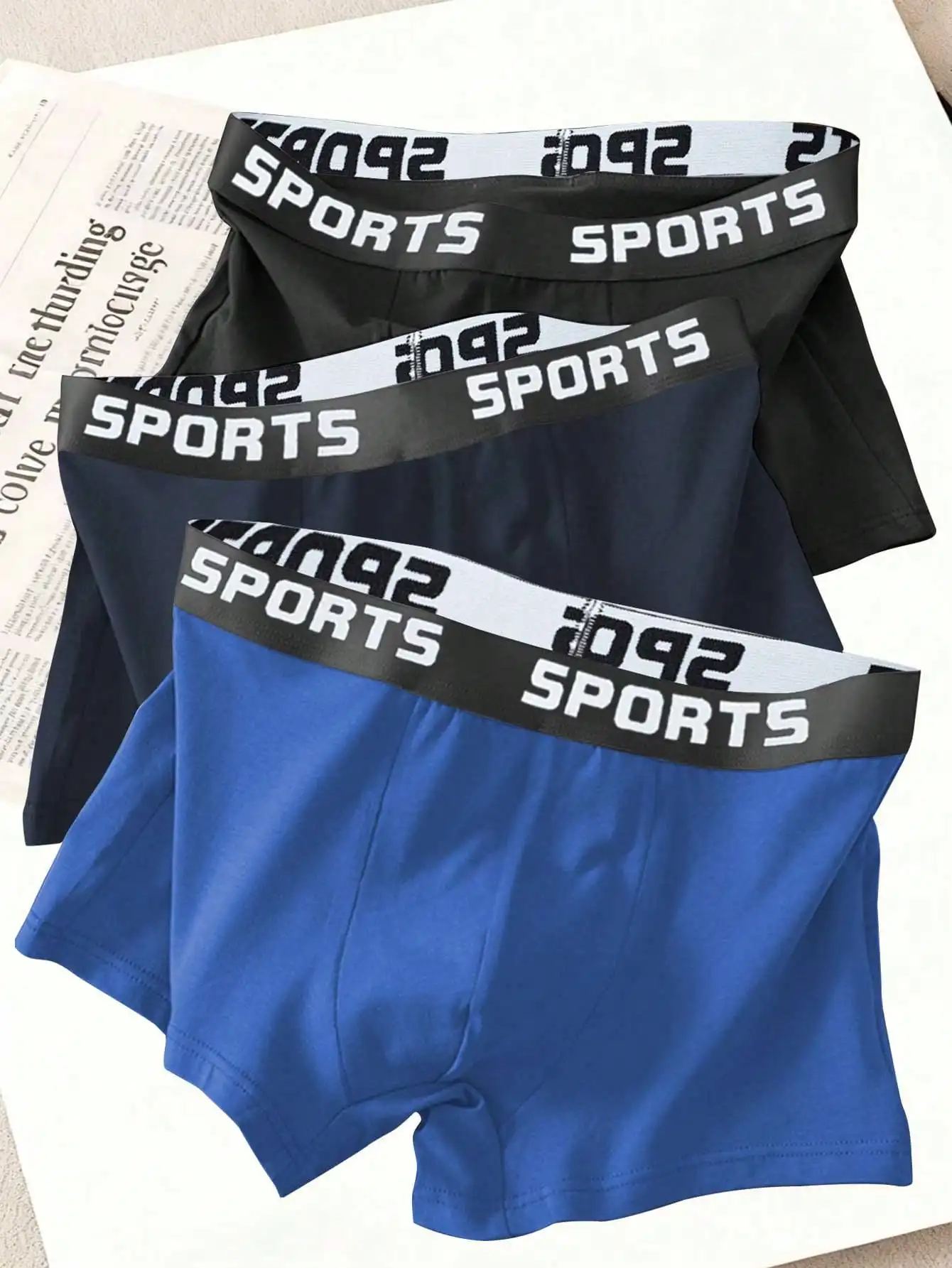 

3pcs Mens Solid Color Boxer Shorts Underwear