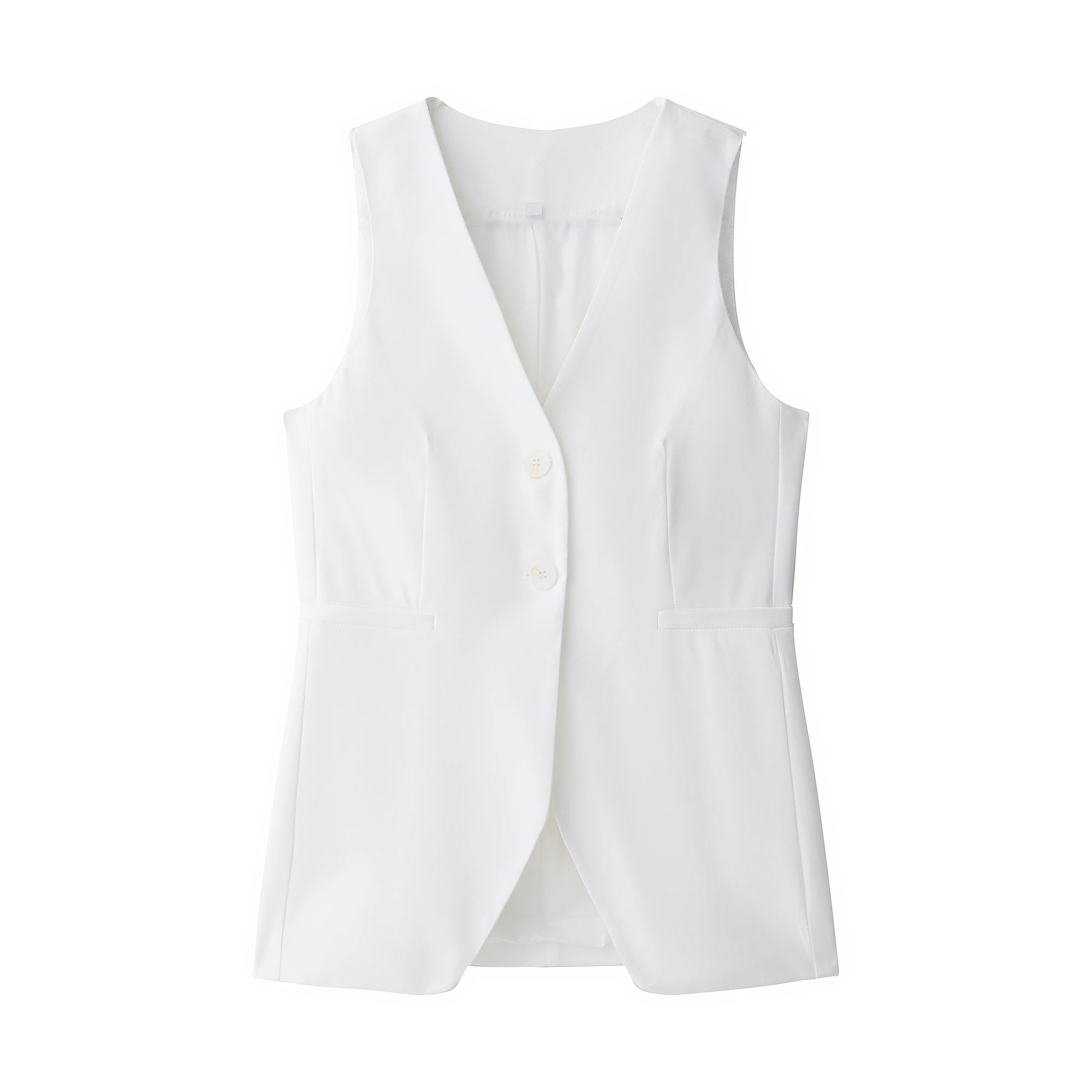 DUOPERI, nueva moda para mujer, chaleco liso con cuello en V, camisetas sin mangas, chaleco de negocios informal elegante para mujer