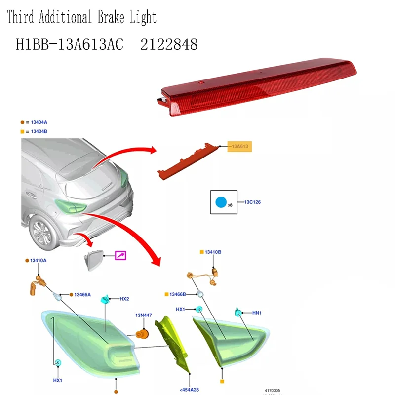 H1BB-13A613AC ضوء الفرامل الثالث العالي الخلفي لفورد فييستا السابع الثامن MK8 التركيز IV MK4 2122848