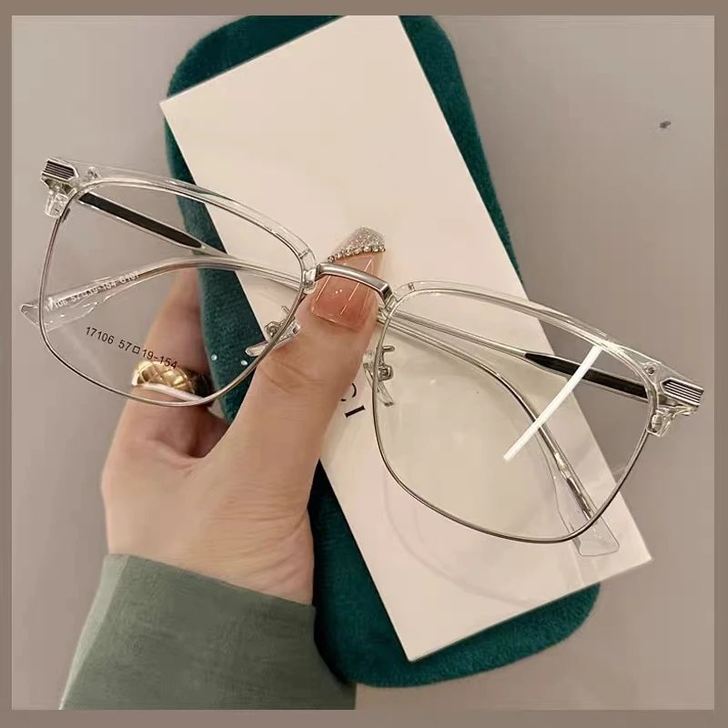 Modische transparente graue Schutzbrille mit großem Rahmen und Metall brille gibt Anti-Blaulicht-/Strahlungs-Computer brille zurück