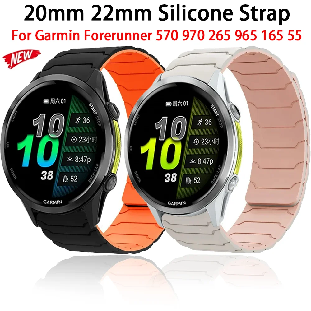 

20/22mm Silicone Strap For Garmin Forerunner 570 970 265 965 165 55 Active 6 5 Magnetic Bracelet Wristband Garmin Venu 4 3 Belt