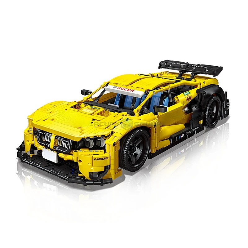 Yellow DTM Racing Car 1:10 MOC 92024 Model Building Blocks Bricks Furious Vehicle Creative Toy Set Gift for Children Boys Adults