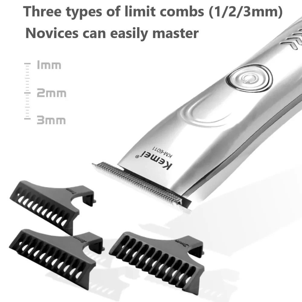 Kemei KM-6011 Portable USB charging Hair Trimmer 0 tool distance
