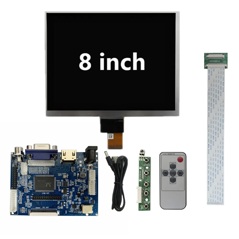 

8 Inch IPS 1024*768 HJ080IA-01E Tablet LCD Display Screen Panel HE080IA-01D With 2AV VGA HDMI Driver Board Kit for Raspberry Pi