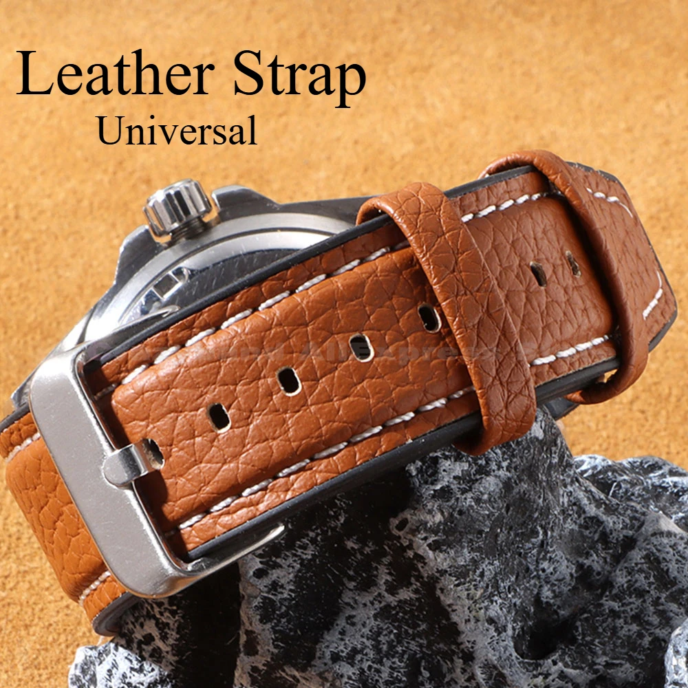 Universal Leather Strap 20mm 22mm 18mm For Amazfit GTS 4 Mini/2 2E For Garmin Venu for Seiko Watch Band for Traditional Watch