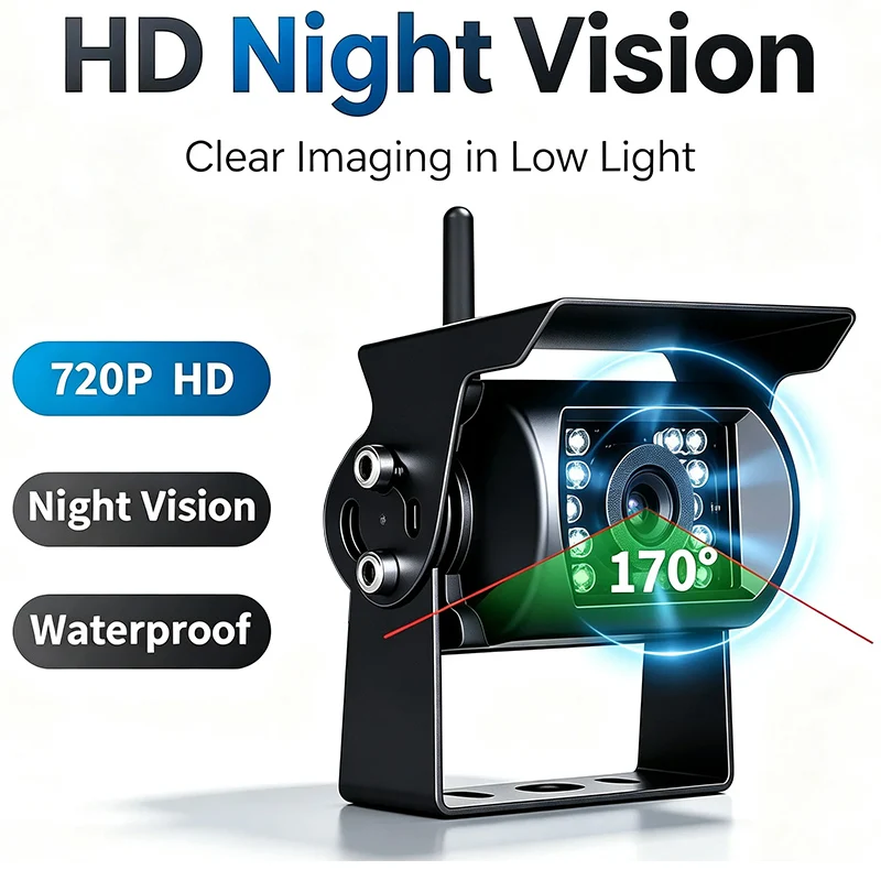 Wifi HD 170° Rearview Camera Car Rearview Camera for Truck RV Trailer Wireless Waterproof Backup Camera 12V 24V Android iOS