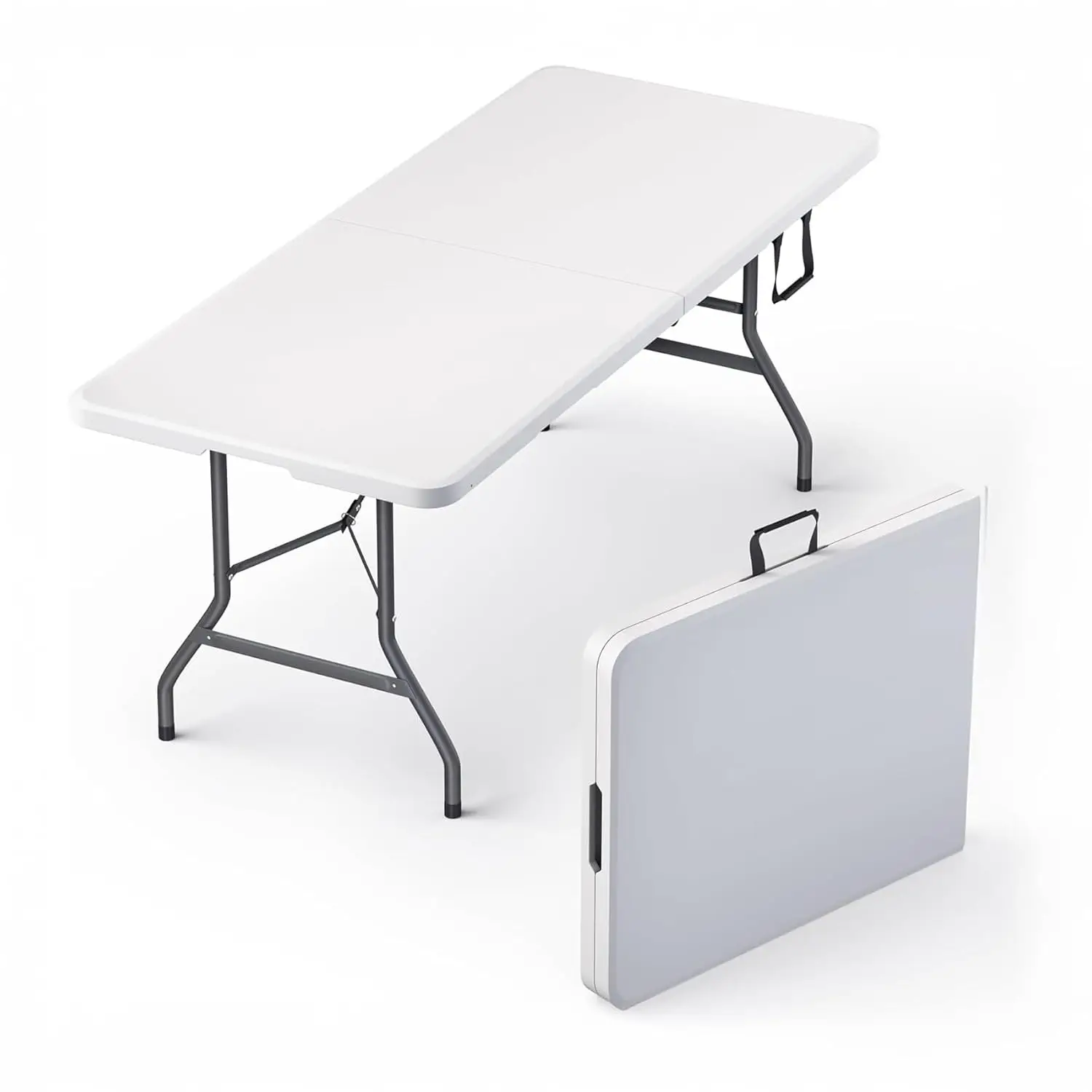

6 Feet Foldable Table with Built in Handle & Steel Legs | 6FT Heavy Duty Folding Portable | Perfect for Party,, Customized