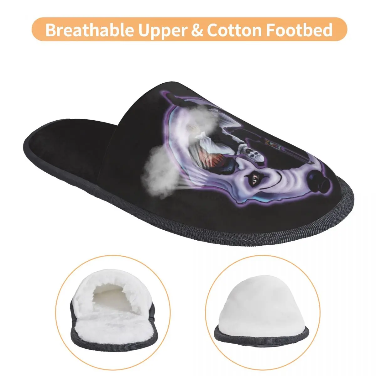 شباشب ضيوف الهالوين لفيلم الرعب Art Slasher للنساء في المنتجعات الصحية، شبشب منزلي مطبوع حسب الطلب