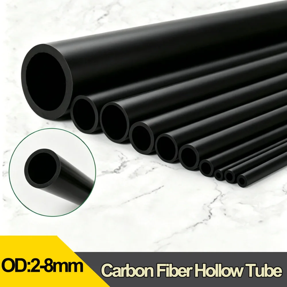 Length 500mm Winding Carbon Fiber Hollow Round Tube OD 2mm-8mm  DIY Kite Rod RC Drone Aircraft Model Accessories