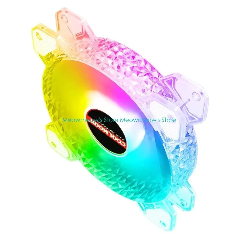 

Вентилятор W91A Coolmoon Crystal Diamond RGB, 12 см, бесшумная алмазная апертура, компьютерный вентилятор ARGB, корпус