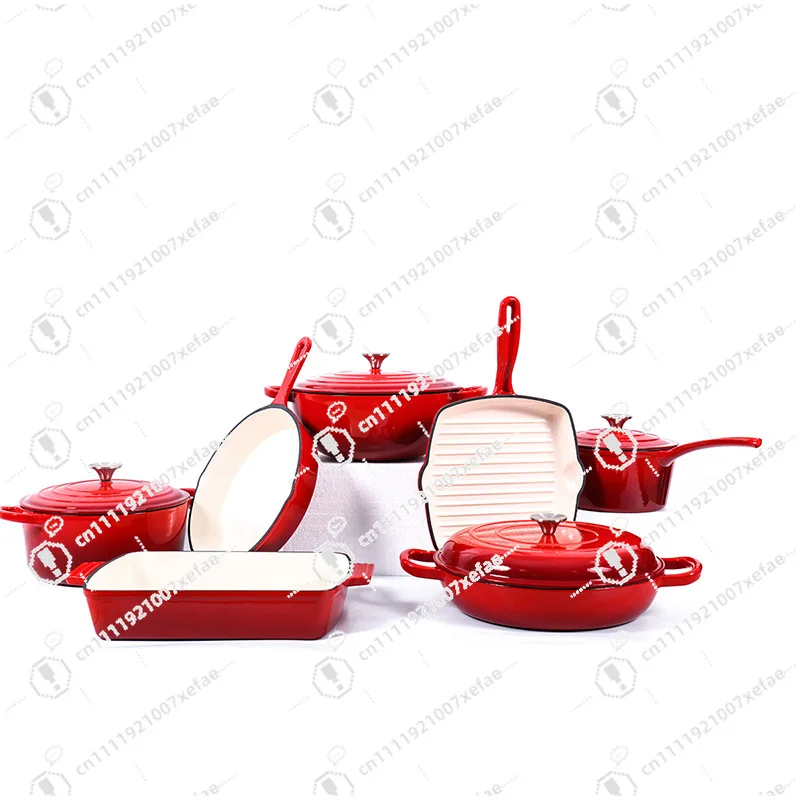 7-Piece Sustainable Cast Iron Cookware Set - Oven and Stove Includes pans, sauce pans, baking trays