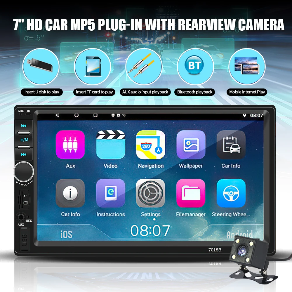 Dash Cam Mirror Backup Camera - Radio Multimedia para Auto con Pantalla