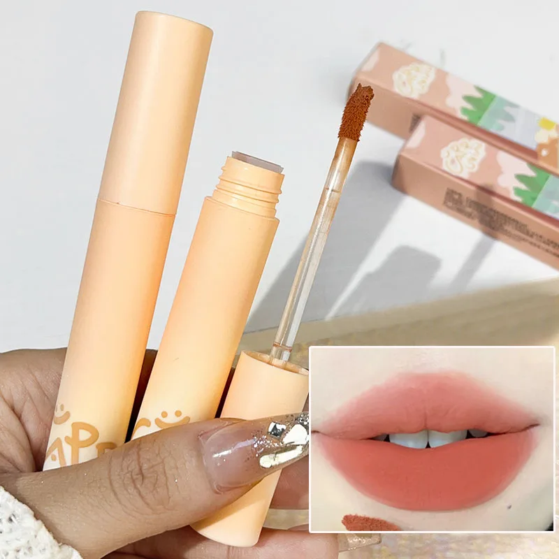 Waterproof Nude Mousse Lip Gloss 3 Colors Easy To Wear Velvet Lip Mud Lasting Red Brown Matte Lips Tint Korean Makeup Cosmetics