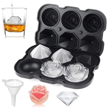 Diamond Rose Gun ETC. Shaped Ice Cube Mold Food Grade Silicone Square Ice Cube Maker Tray…