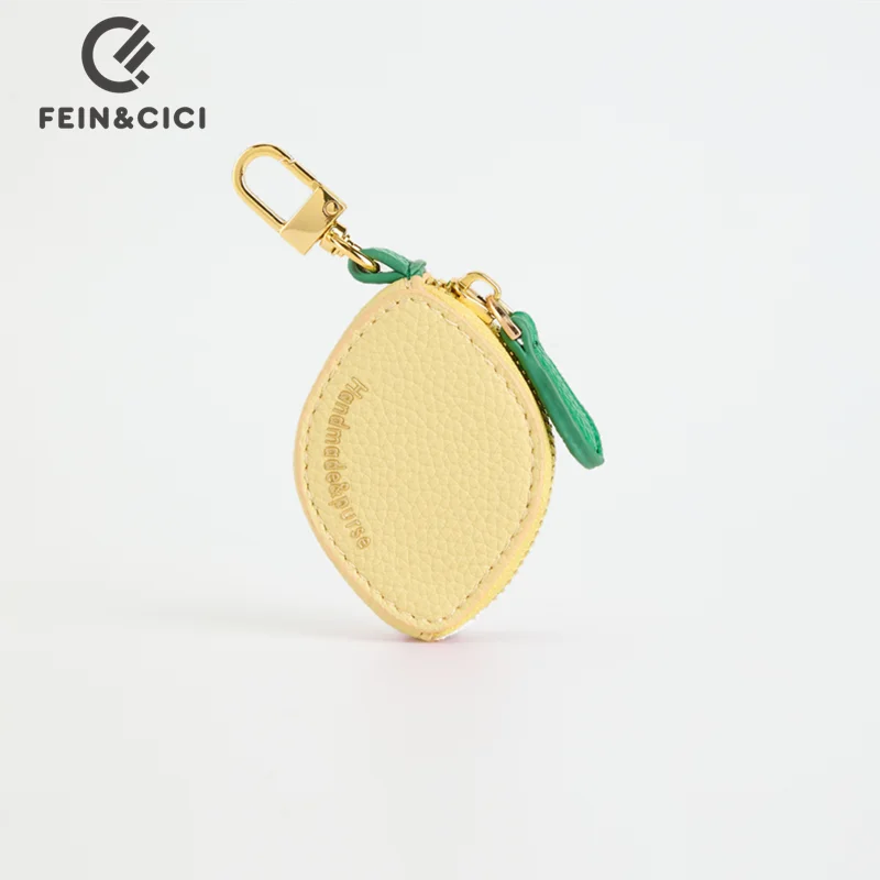 Charming lemon shape Mini fruit Coin Purse Charm with Keychain Sweet Style best gift for women 2025 spring summer new