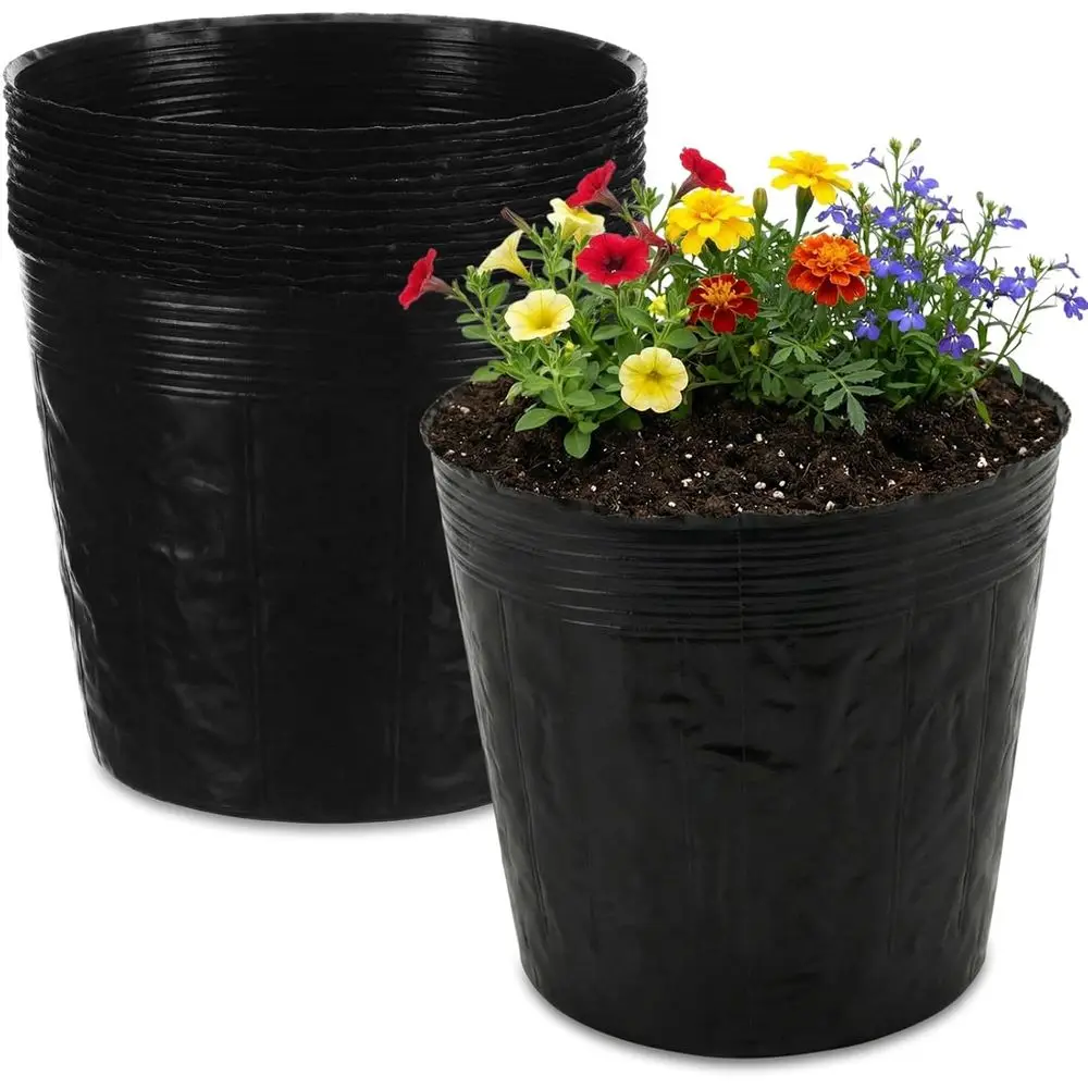 50 Pack 3 Gallon Nursery Pots, 12 Inch Plastic Seedling Bags with Drainage for Seed Planting, Ideal for Trees, Flowers, Vegetabl