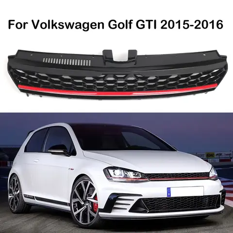 1pc car Front Bumper Grille For Volkswagen Golf 7 GTI 2015-2017 Honeycomb Mesh Red Black ABS Grill Grille 5G0853651A 5GM853651