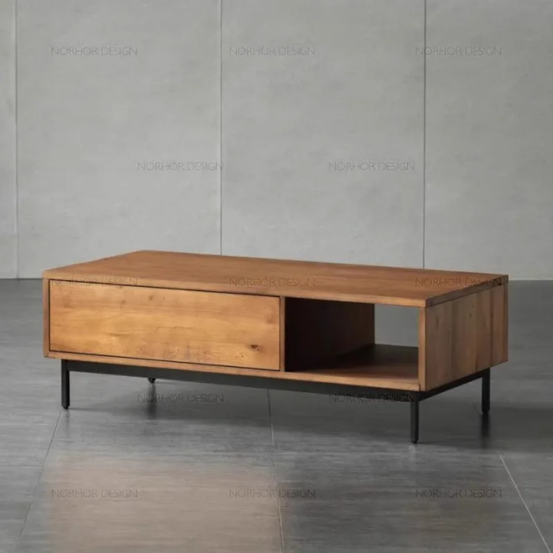 

Nordic Modern Solid Wood Sedentary Tea Table Folding Household Small Drawers Apartment Lounge Sofa Balcony Center Furniture