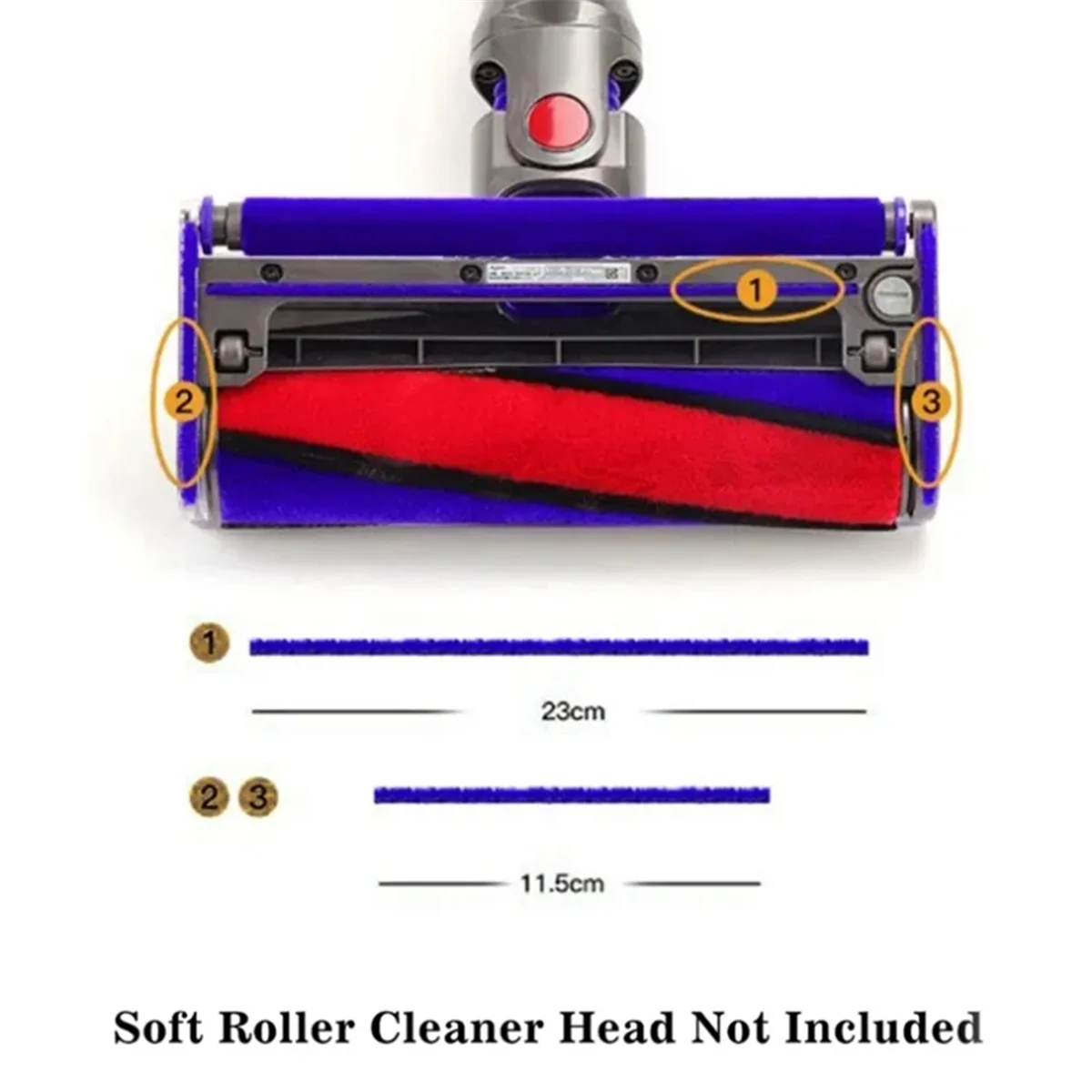 Tiras de felpa suave + rodillo delantero y eje piezas de repuesto para Dyson V6 V7 V8 V10 V11 V15 cabezal de aspiradora