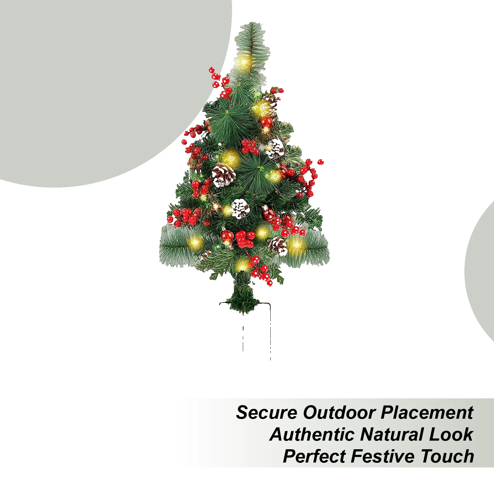 

Светодиодная рождественская елка 23,6 дюйма с колкой Красная ягода Сосновая шишка Праздничный декор Поддельная рождественская елка Двор Сад Патио Прихожая Дорожка