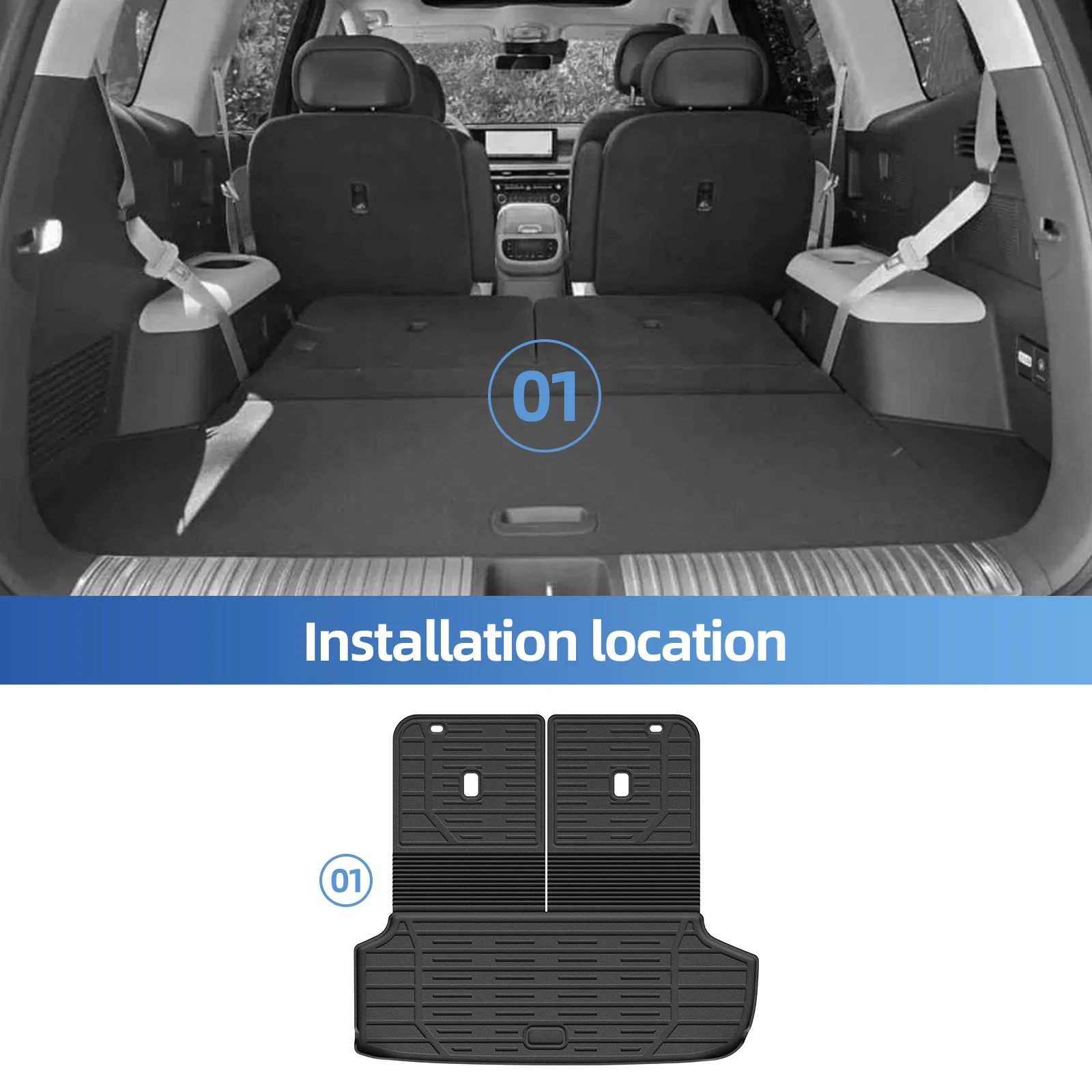 Smabee for Hyundai IONIQ 9 2026 (7seats US Version) Car Cargo Liner Trunk Backrest Pad TPE 3D All Weather Accessories