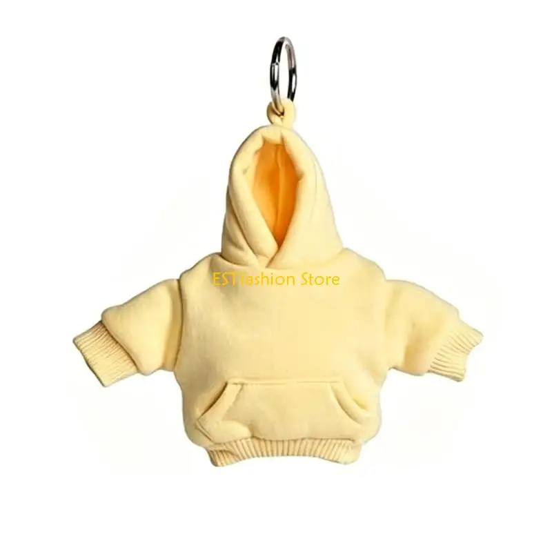 Y5GC Fashionable Miniature Hoodie Keychain Stress Relief Ball Soft Fabric Alloy Ring For Backpack Keys