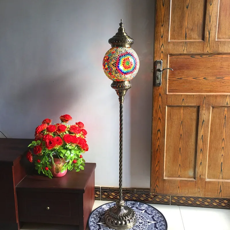 

Retro living room bedroom bar counter romantic personality handmade single head glazed Turkish floor lamp