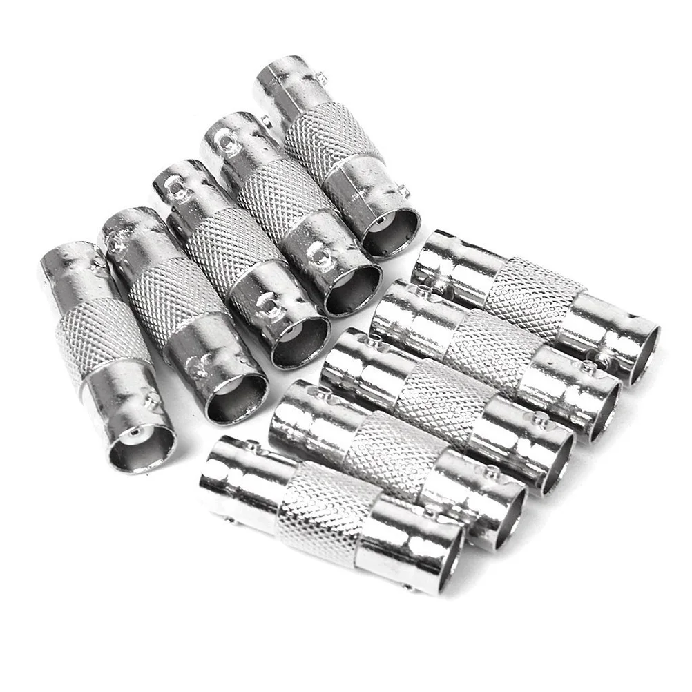 

10pcs Female To Female Jack Cable Adapter Coupler Converter For Cctv Security Dvr Camera Aluminum Alloy Durable