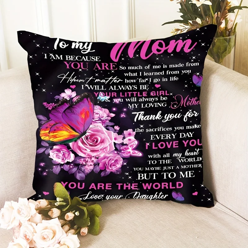 1pc Butterfly Fashion Pillow Cover, The Perfect Gift for Mothers, Mother’s Day, Valentine’s Day. Pillow Insert Not Included.