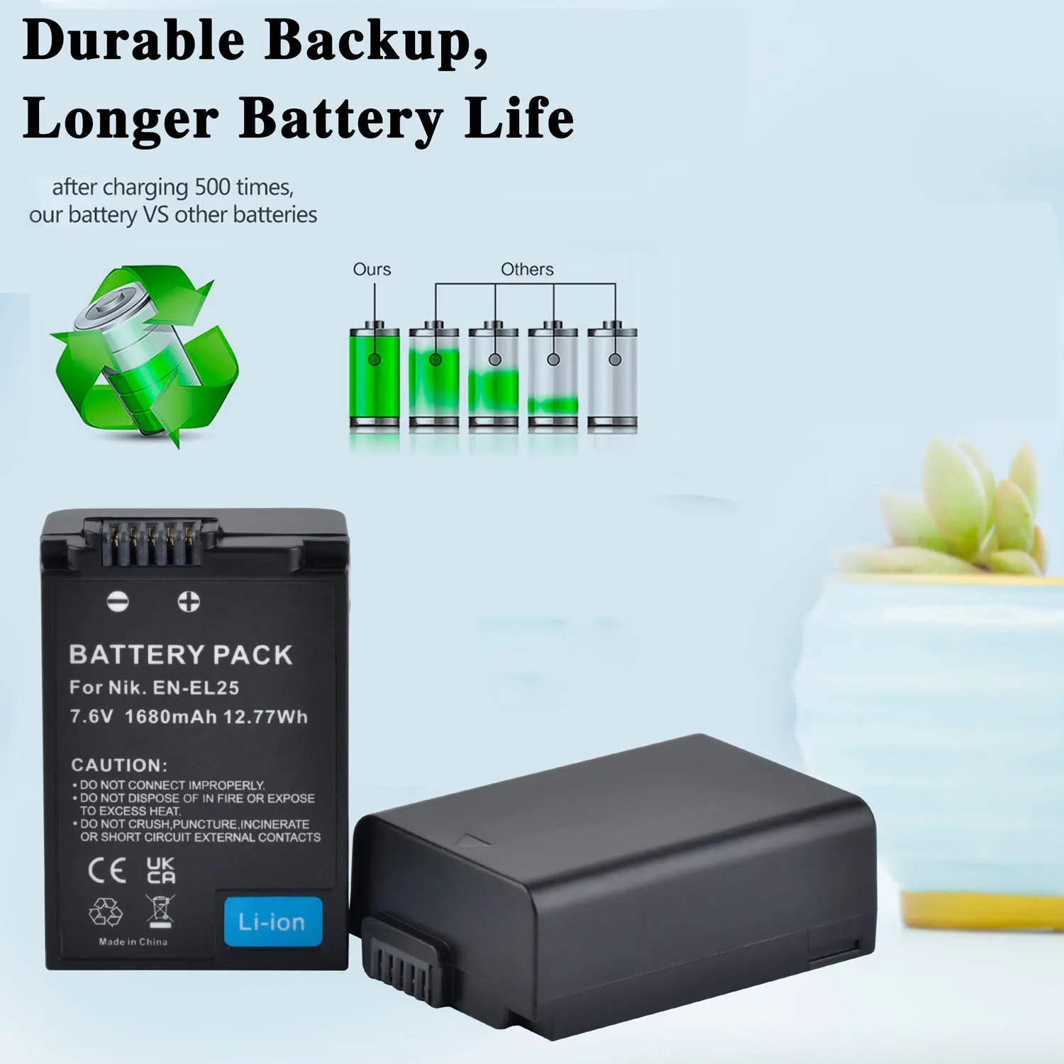 1680mAh EN-EL25 Battery and Charger with Nikon Z50 ZFC Z 50 Z FC
