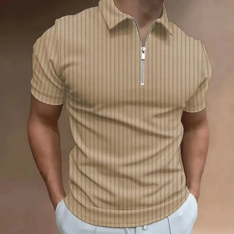 Summer New Men Zipper Polo Shirts Smart Casual White Slim Male Clothes Tees Streetwear Fashion Versatile Casual Short Sleeve Top