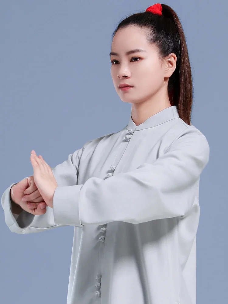 Vêtements en lin mélangé respirant Kung Fu Tai Chi, vêtements d'arts martiaux, uniforme Taijiquan Wushu, Style chinois, gris clair, nouveauté 2022