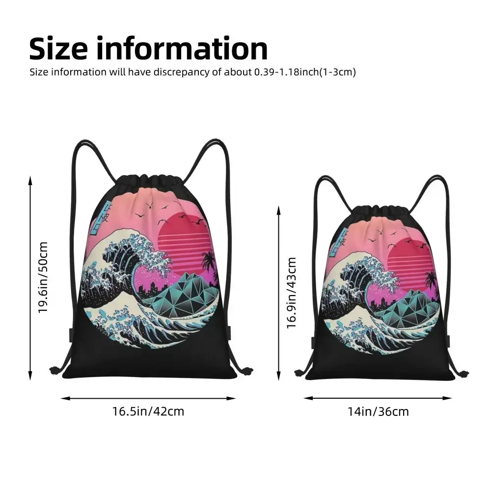 Водонепроницаемый уличный пляжный плавательный спортивный рюкзак на шнурке с индивидуальным именем, отличный ретро-волновой органайзер, сумка для хранения в тренажерном зале