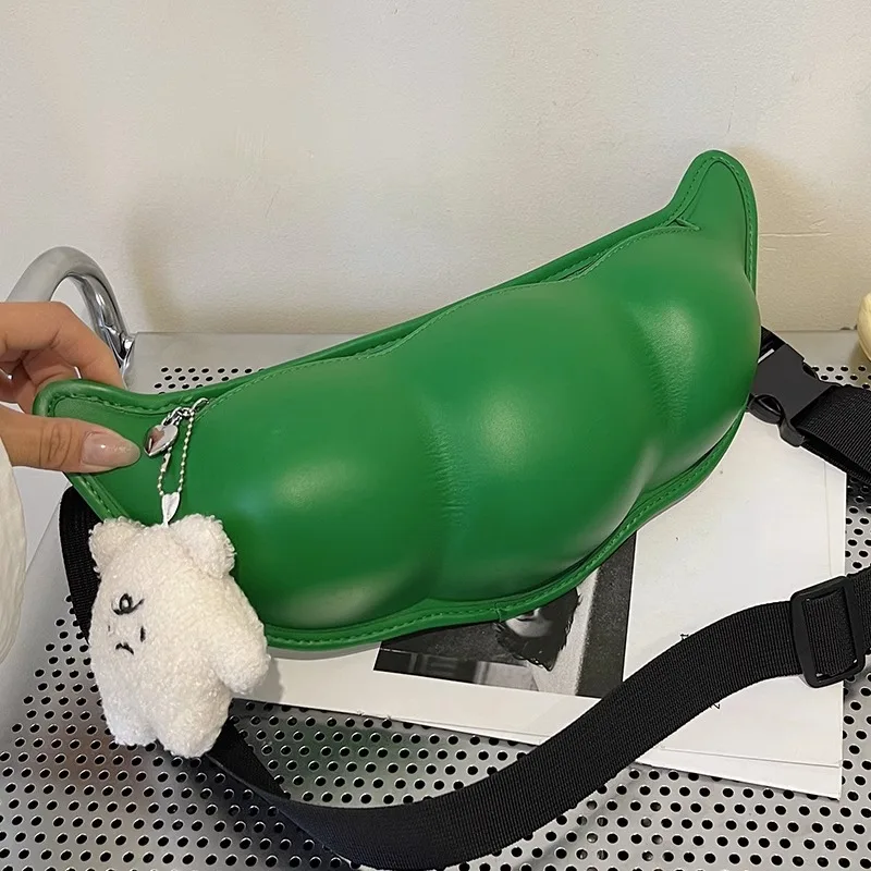 

Нишевая дизайнерская сумка в форме полумесяца для женщин, уникальная сумка через плечо в форме горошка, регулируемый летний плечевой ремень