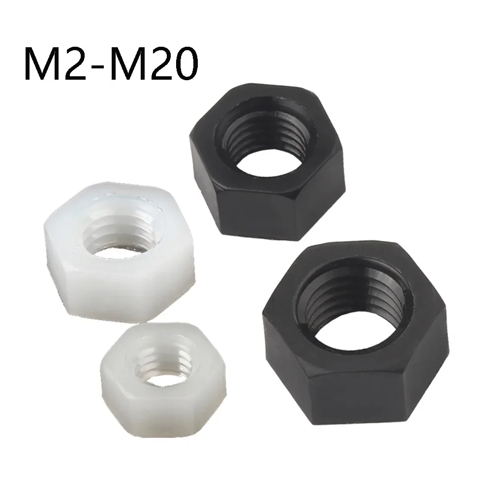 

5-100pcs M2 M2.5 M3 M4 To M20 White/Black Insulation External Hexagonal Internal Thread Nuts Nylon Plastic Outer Hexagonal Nut