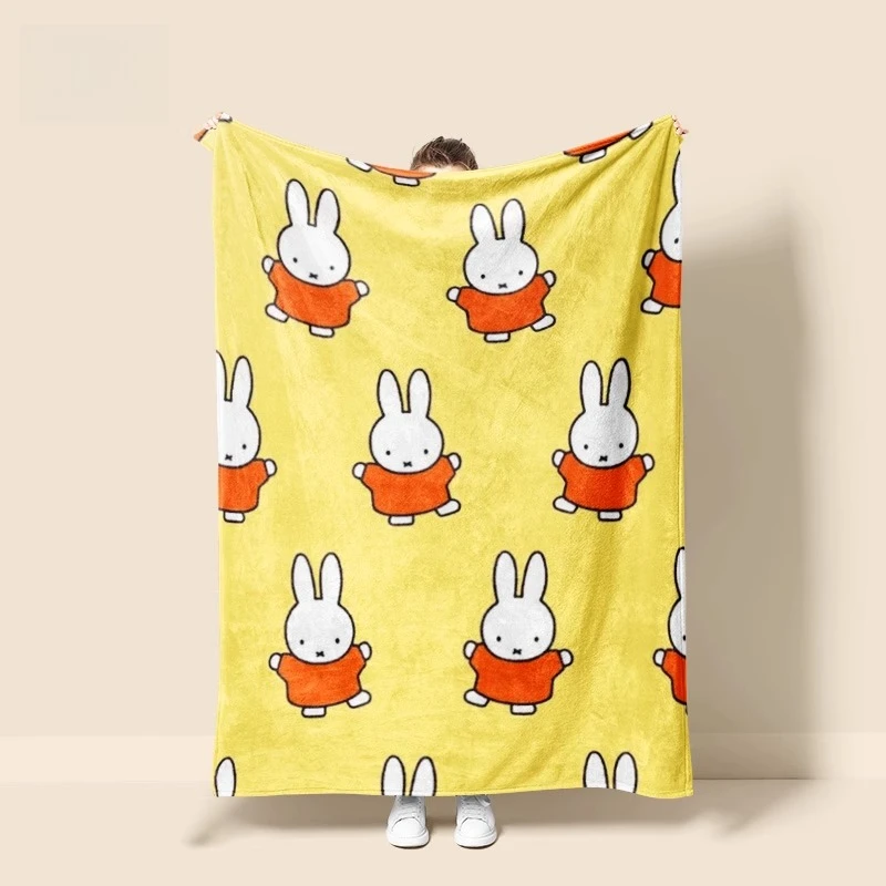 Miffy Kawaii Anime Cartoon Rabbit Miffy Blanket Cute Office Nap Air Conditioning Throw Blanket Spring Autumn Winter Small Quilt