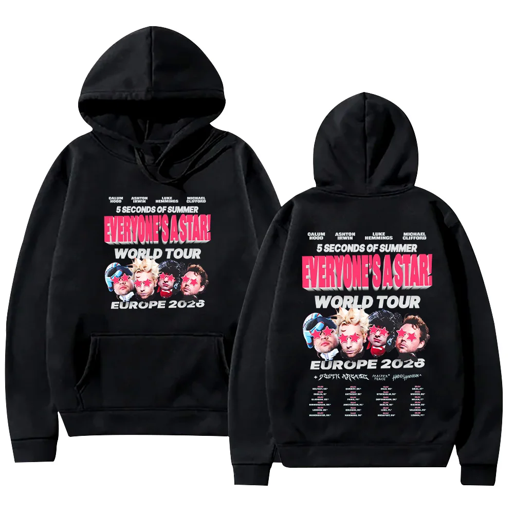 

Худи унисекс с длинным рукавом 5 Seconds of Summer Europe 2026 Everyone's A Star World Tour, толстовка в стиле Харадзюку, пуловер в уличном стиле