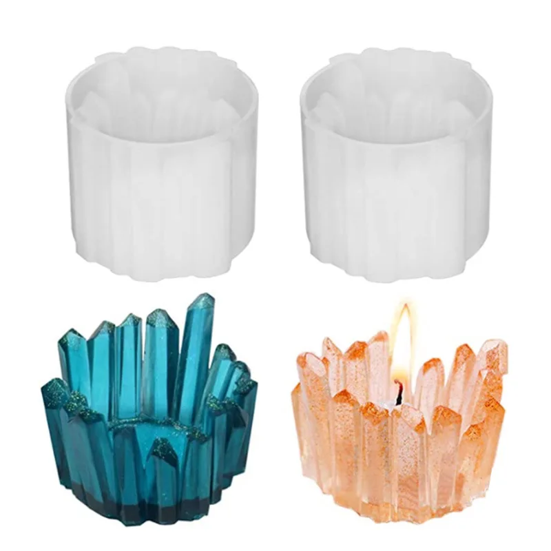 كريستال بالتنقيط الراتنج قالب فيض المنظم مرآة كريستال حجر الشمعدان قوالب السيليكون