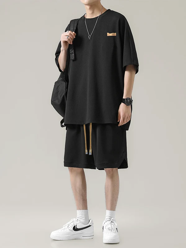 

Large Size Sports Suit for Men Summer Running Ice Silk Qui Dry ort Sve Thin Breathable Loose Teenage orts Set