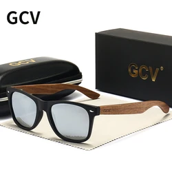 GCV Brand Natural Wooden Sunglasses Men Polarized Fashion Sun Glasses Original Wood Oculos De Sol Masculino 2021 New TR90 Frames