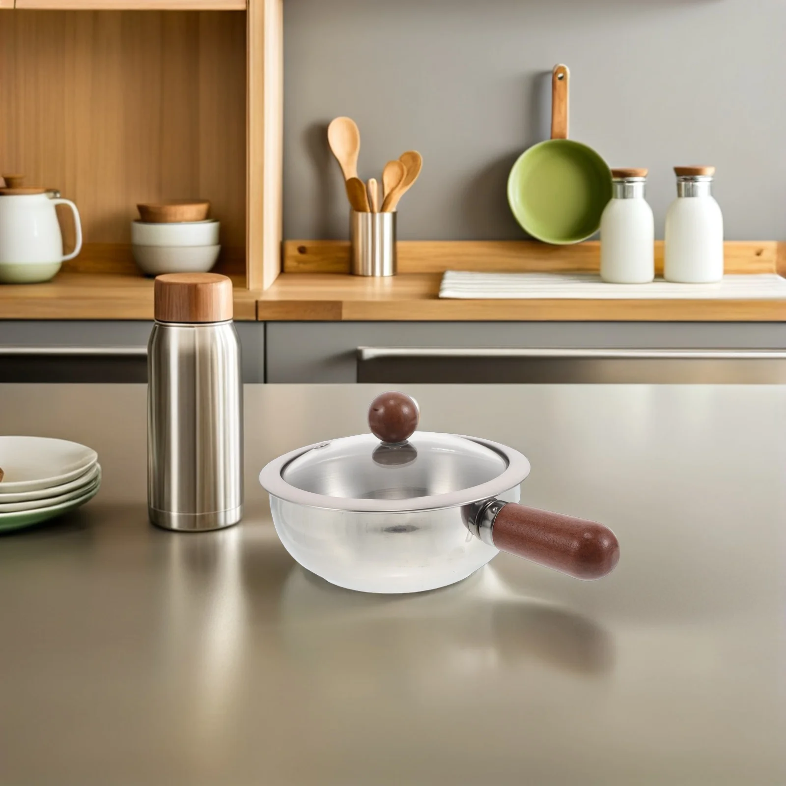 

Walnut Single Handle Soup Bowl Dinner Heater Cooking Stainless Steel Kitchen Coookware Fruit