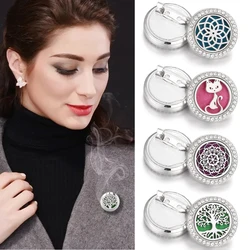New Stainless Steel Aromatherapy Brooch Rhinestone Perfume Aroma Essential Oil Diffuser Locket Brooches Aromatherapy Accessories
