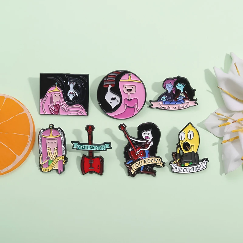 Adventure Time Cartoon Animation TV Collection Enamel Pins Cute Anime Figure Lapel Badge Jewelry Gift for Children Fans Present
