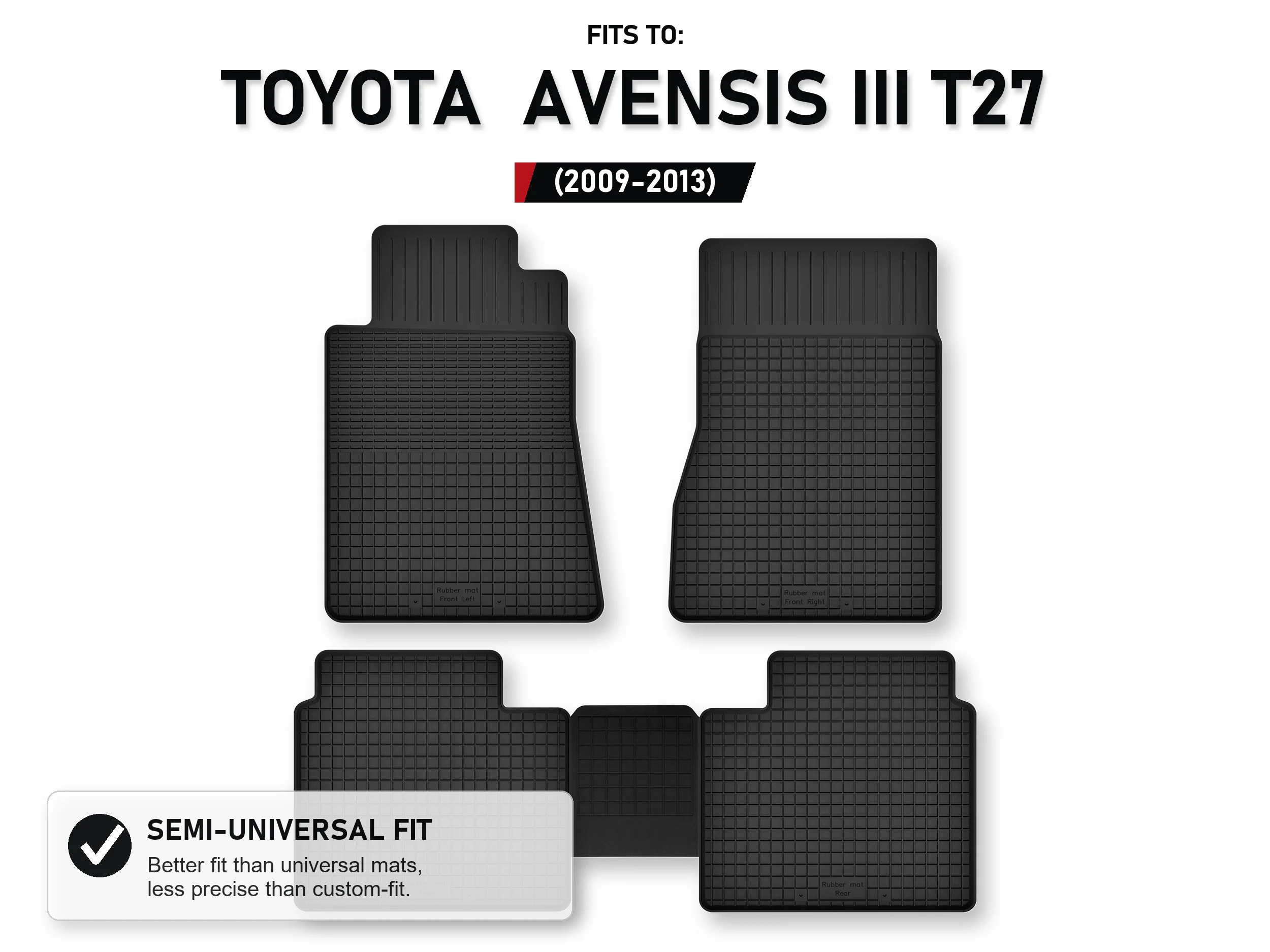 Tapijten in de put met tunnel voor: Toyota Avensis Iii T27 2009-2013 5 stuks